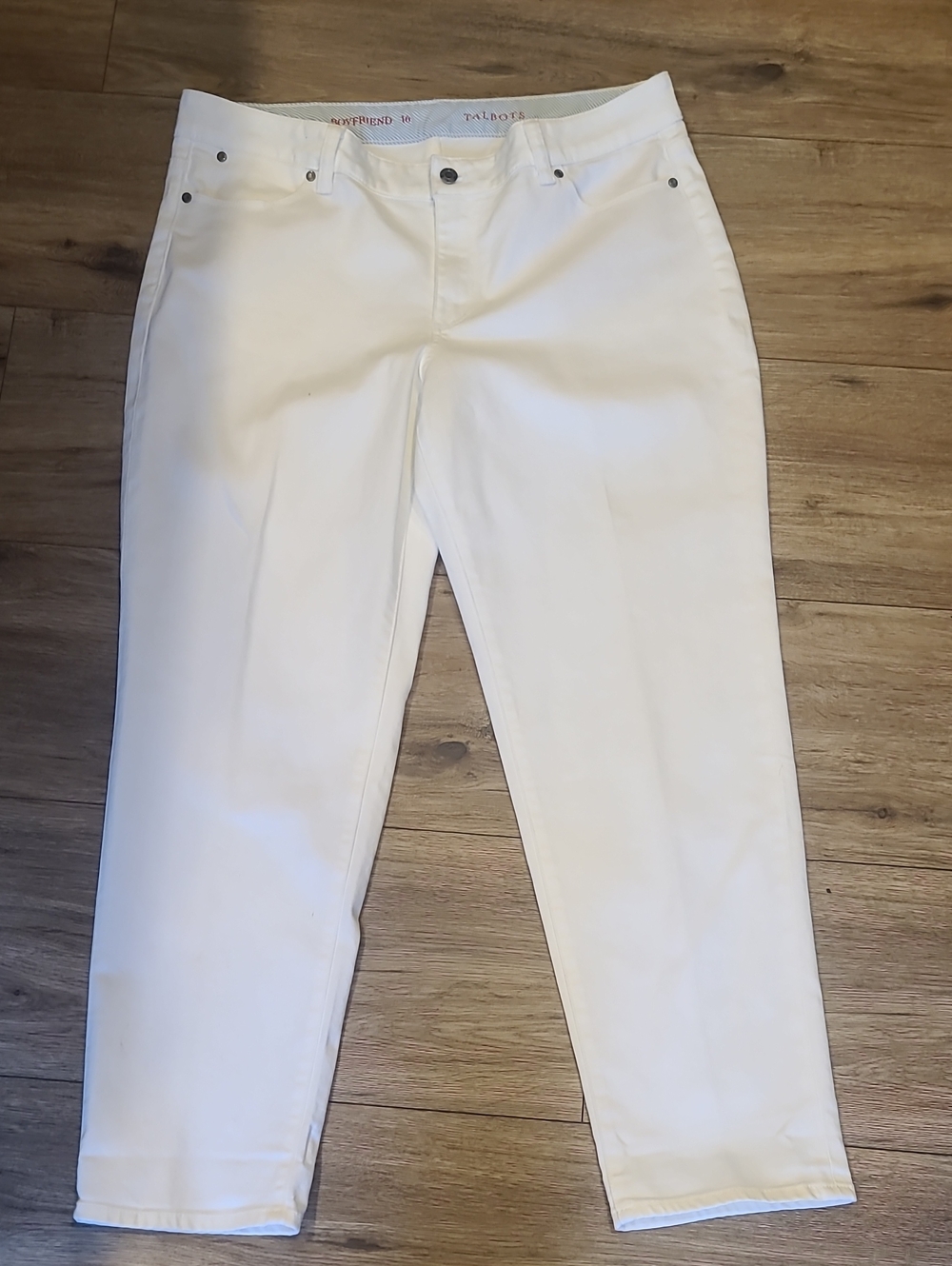 Talbots Women's White Boyfriend Jeans - Size 16 (EUC)